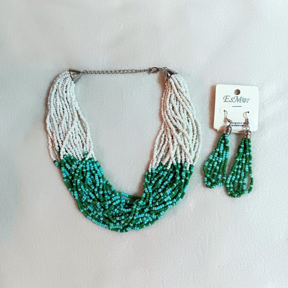 EsMor set beaded necklace & earrings southwestern colors